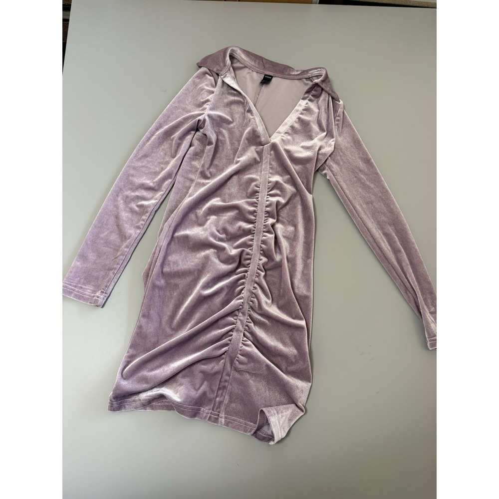 SHEIN Velvet Ruched Long Sleeve Dress woman's size M. I12